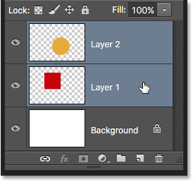 تحديد كلا الطبقتين مرة واحدة في لوحة Layers.