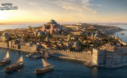 القسطنطينية البيزنطية مع آيا صوفيا وأسوار المدينة وسفن الدرمون | قلعه الكويت
